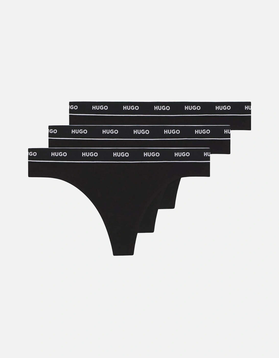 3-Pack Classic Logo Thongs, Black