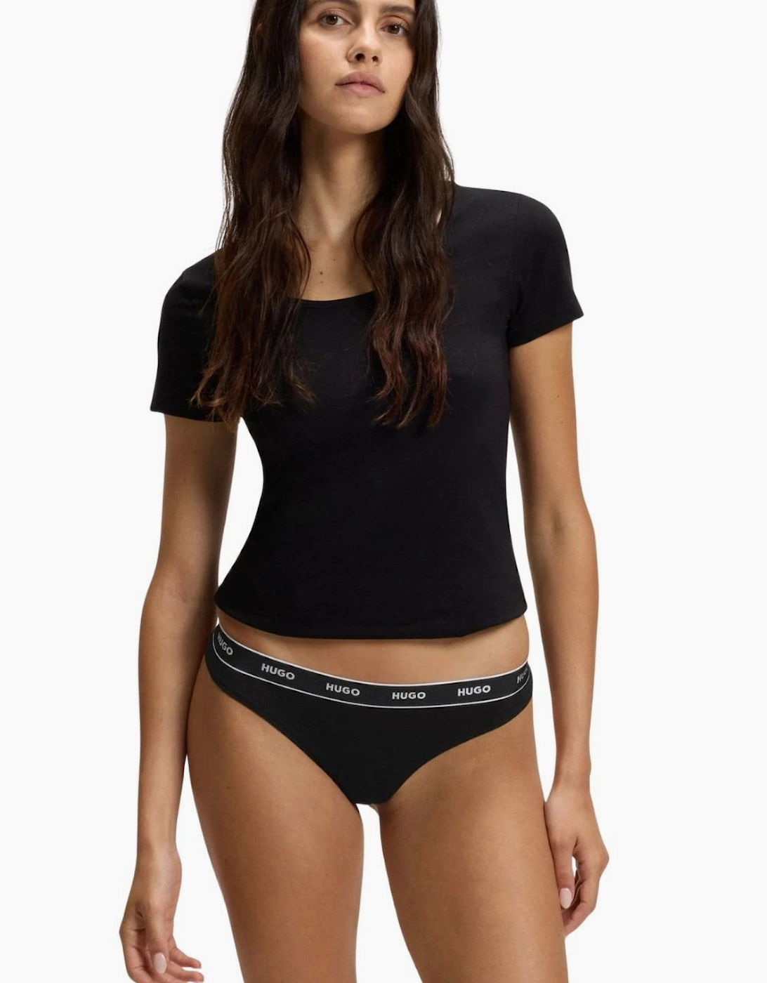 Hugo Boss Women's Black 3-Pack Classic Logo Thongs, - Size: 14
