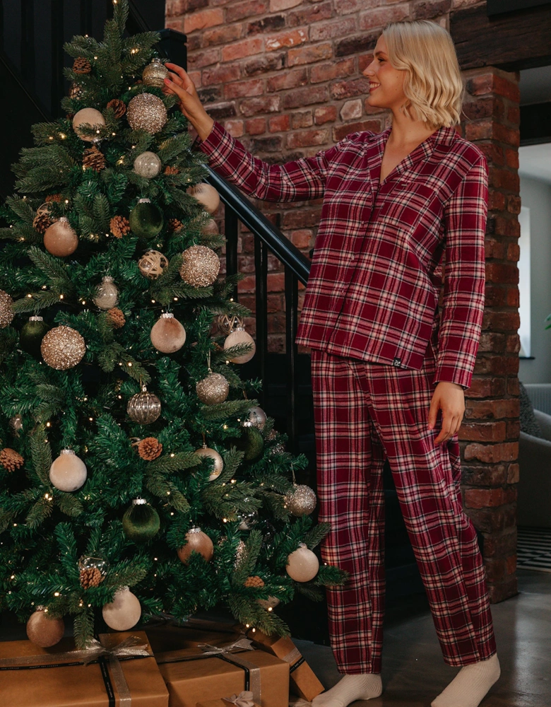 Plaid Long Pyjama Set in Bordeaux