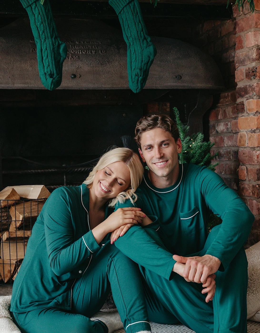 His and Hers Bamboo Pyjama Sets in Green, 9 of 8