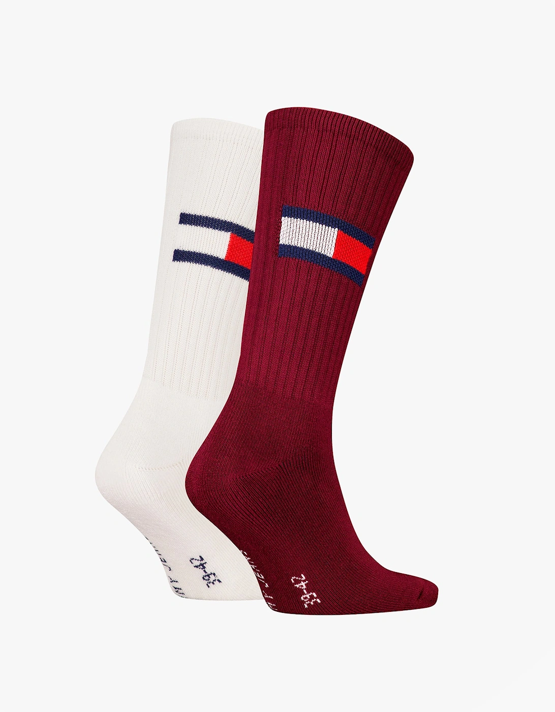 2 Pack Trainer Flag Mens Crew Socks Burgundy