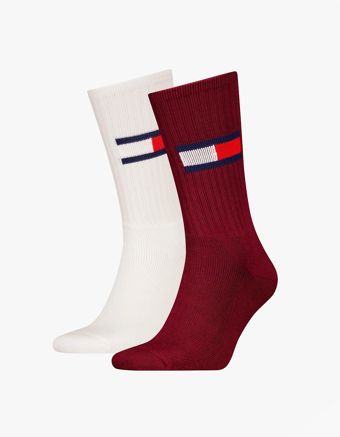 2 Pack Trainer Flag Mens Crew Socks Burgundy, 5 of 4
