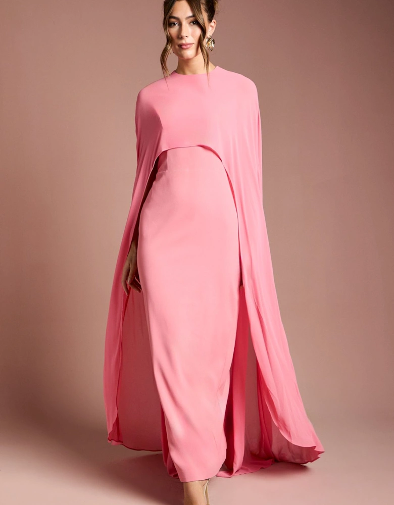 Cape Sleeve Maxi Dress