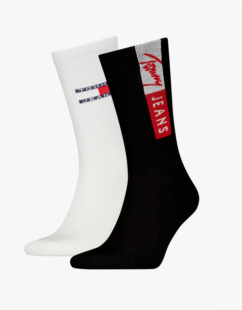 2 Pack Flag Trainer Mens Crew Socks Black