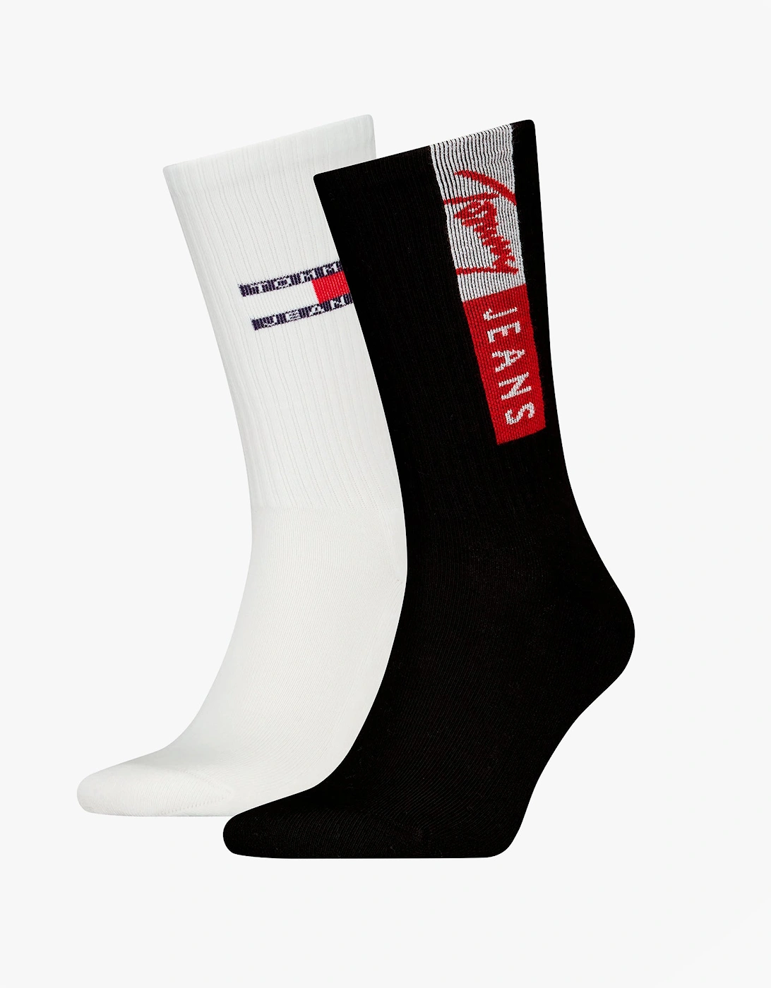 Men's Tommy Hilfiger 2 Pack Flag Trainer Mens Crew Socks Black - Size: 9/9.5/11/10.5/10/11.5/12