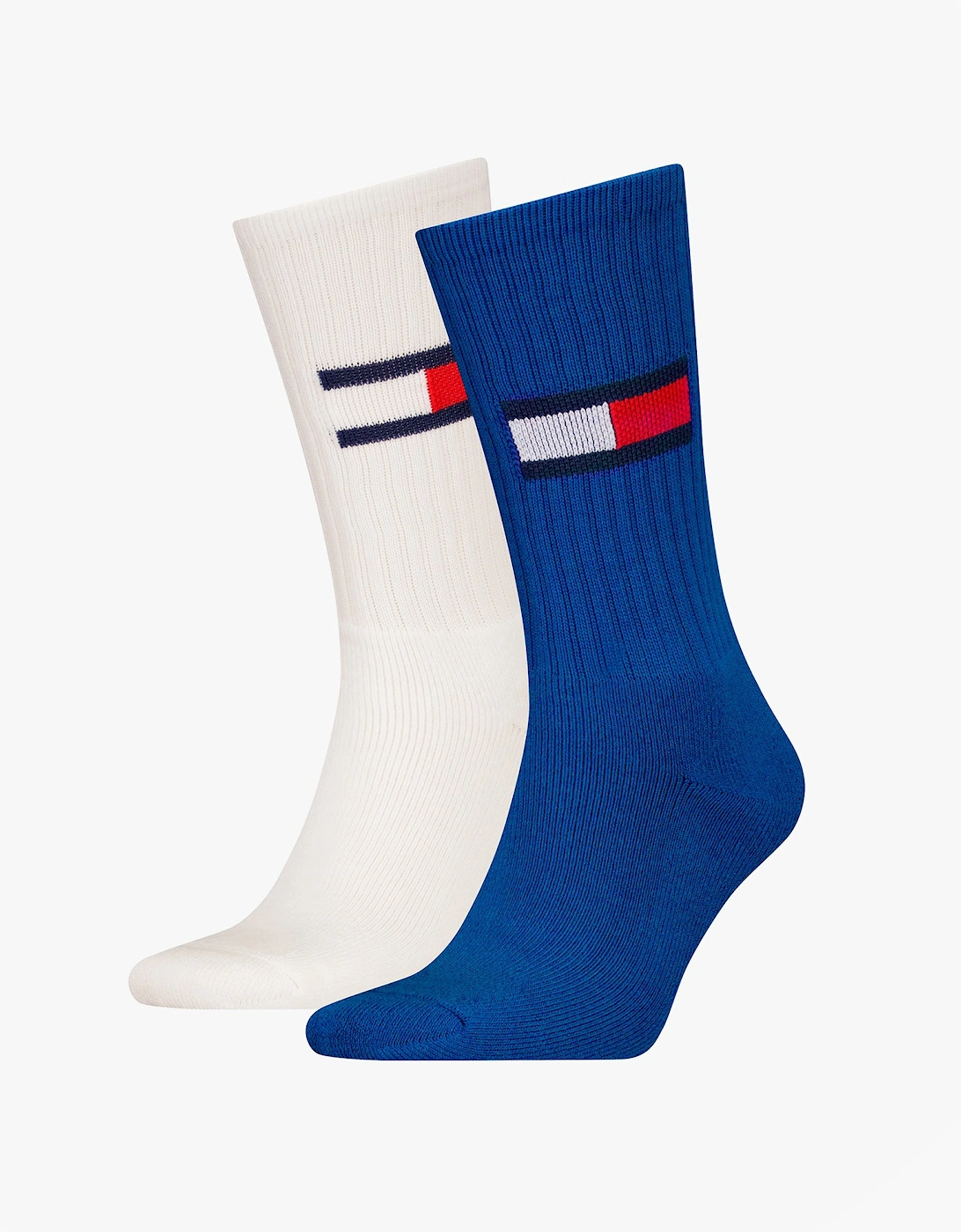 Men's Tommy Hilfiger 2 Pack Trainer Flag Mens Crew Socks Blue/White - Multi - Size: 9/9.5/11/10.5/10/11.5/12