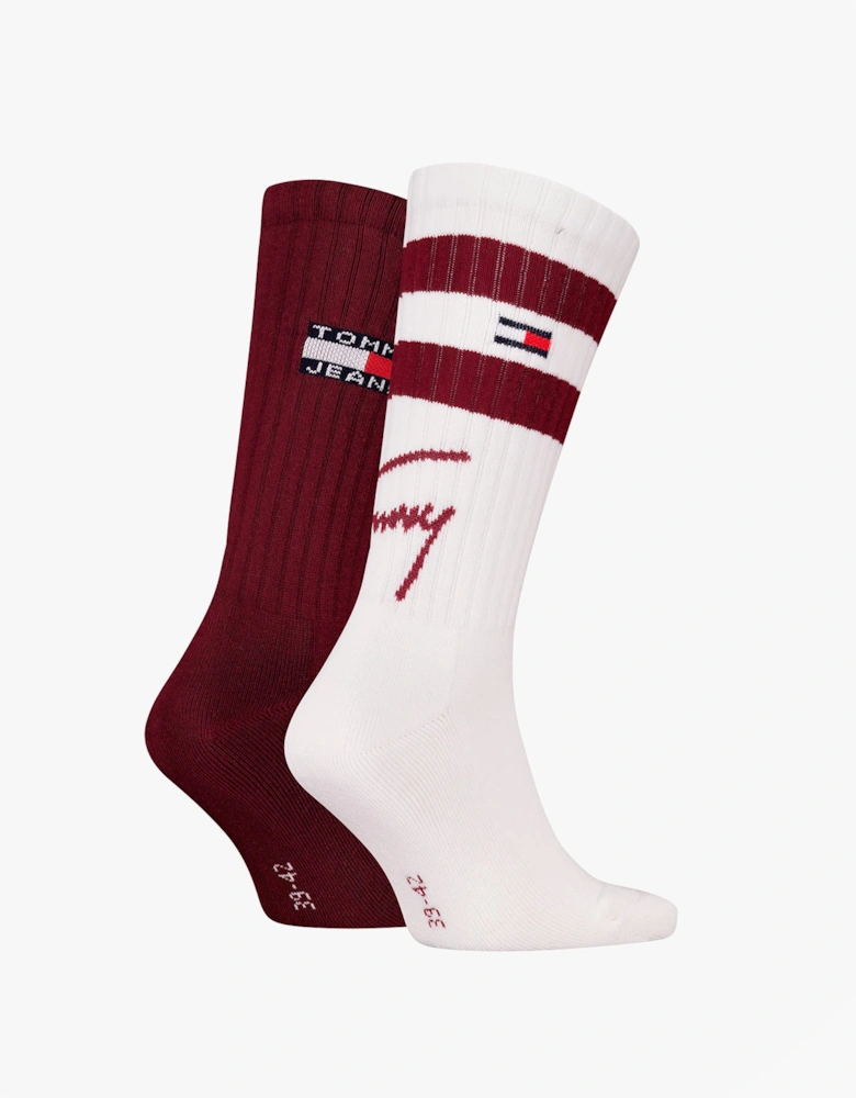 2 Pack Trainer Signature Mens Crew Socks Red