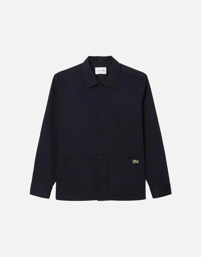 Cotton Blend Overshirt Navy