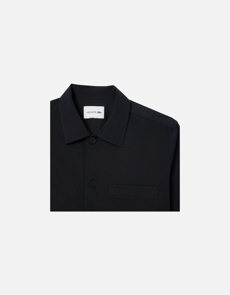 Cotton Blend Overshirt Navy