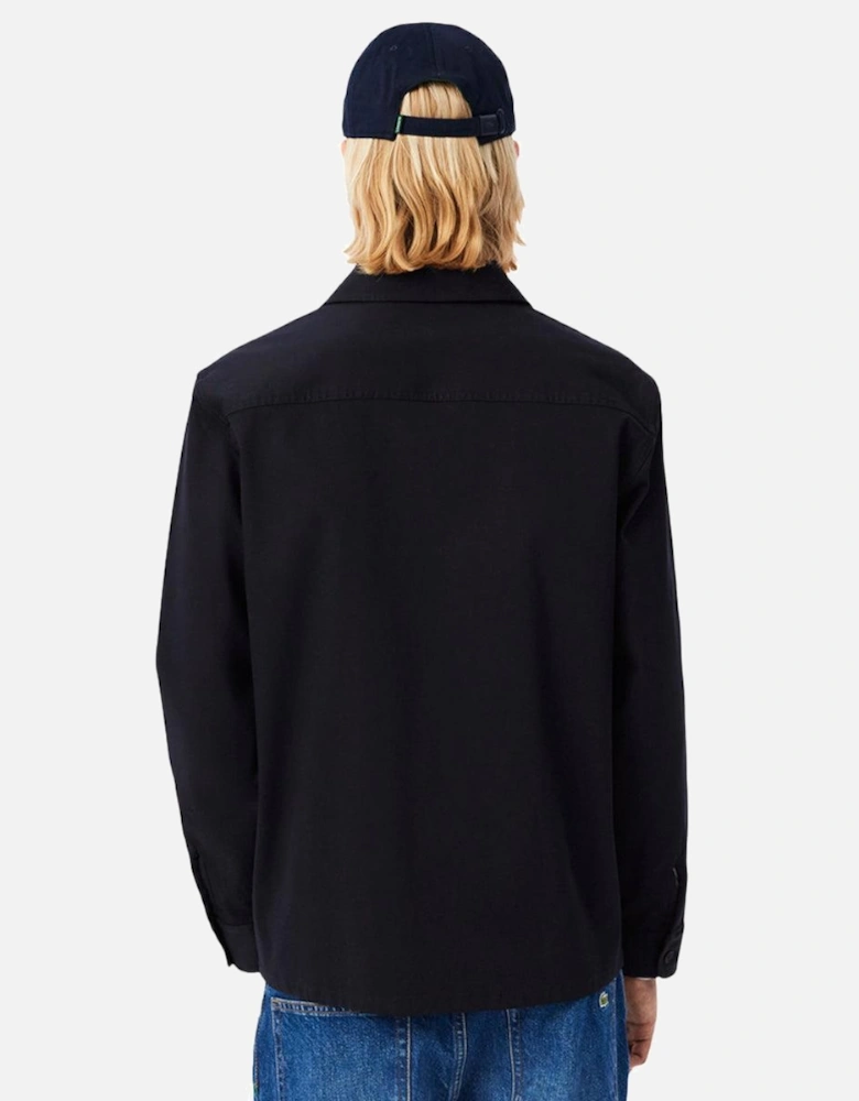 Cotton Blend Overshirt Navy