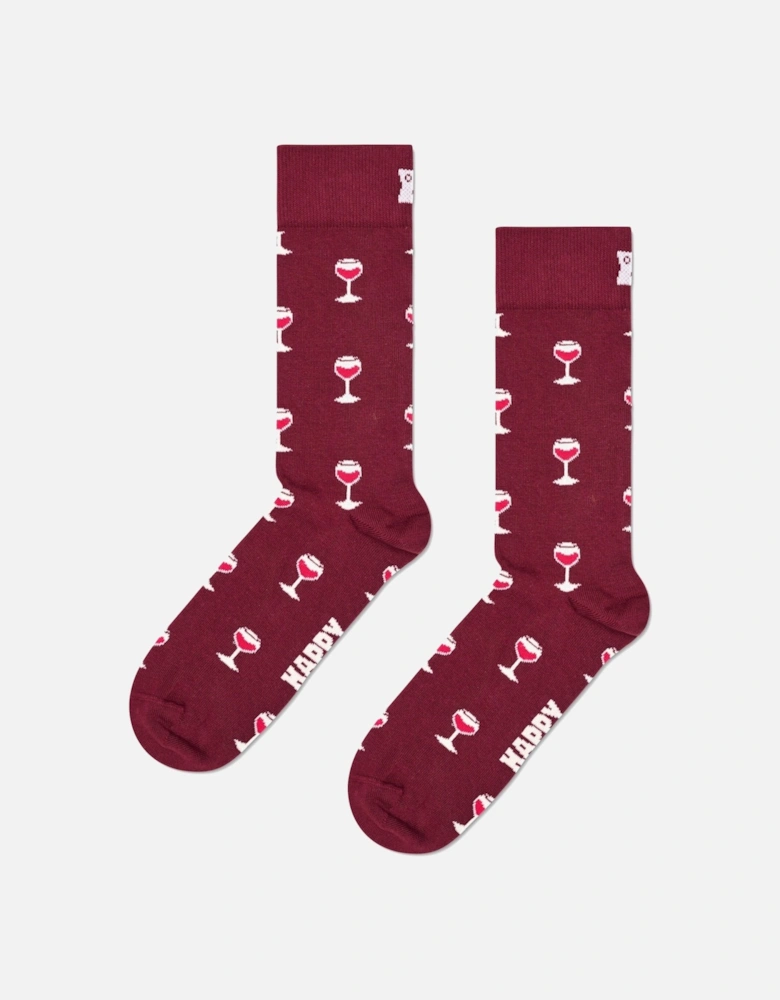 Happy Socks Glass Of Wine Socks, Merlot/Burgundy