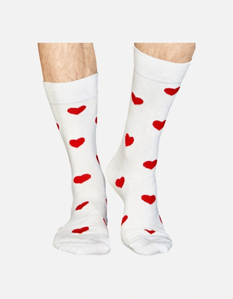 Happy Socks Heart Socks, White