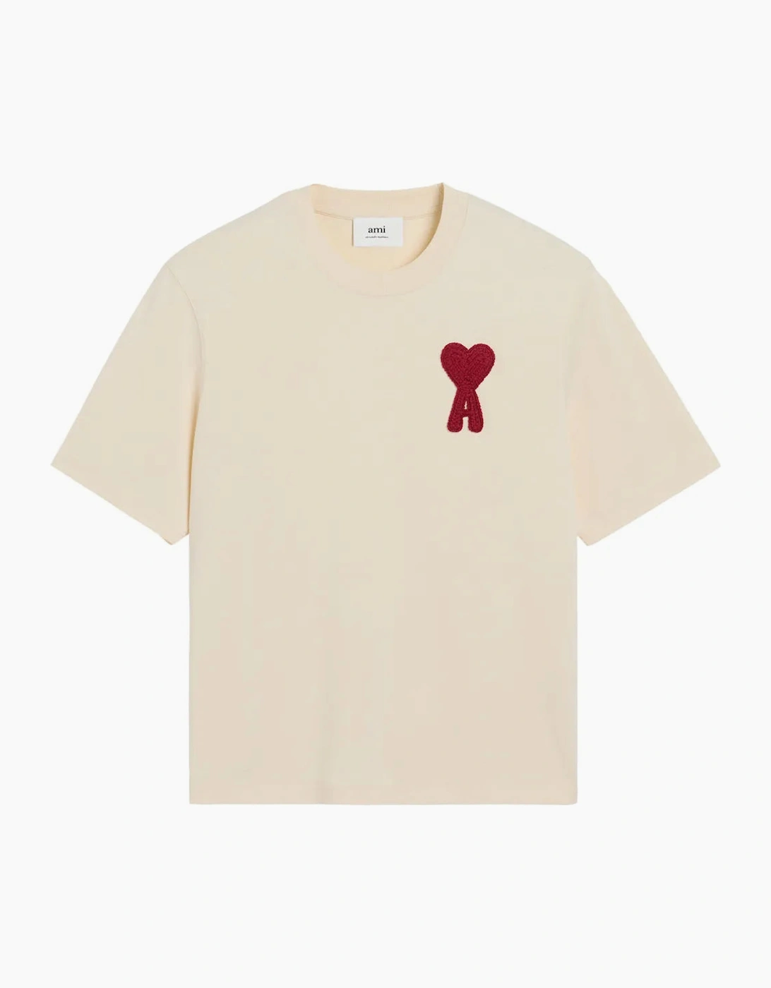 AMI Paris Men's AMI Paris Heart Patch T-Shirt Beige - Tan