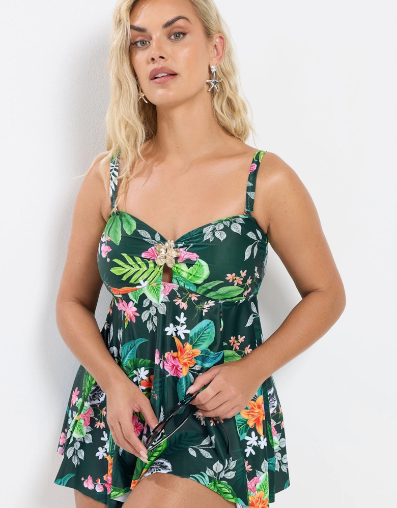 Tropical Print Tankini Top