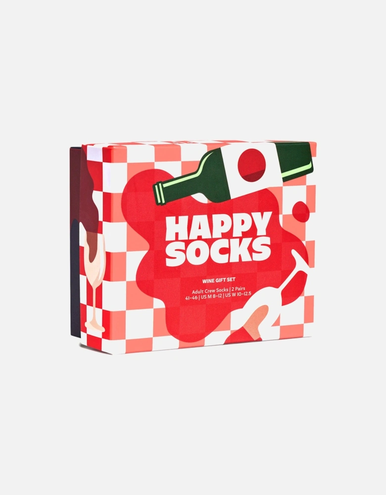 Happy Socks 2-Pack Wine Socks Gift Box, Red/Navy