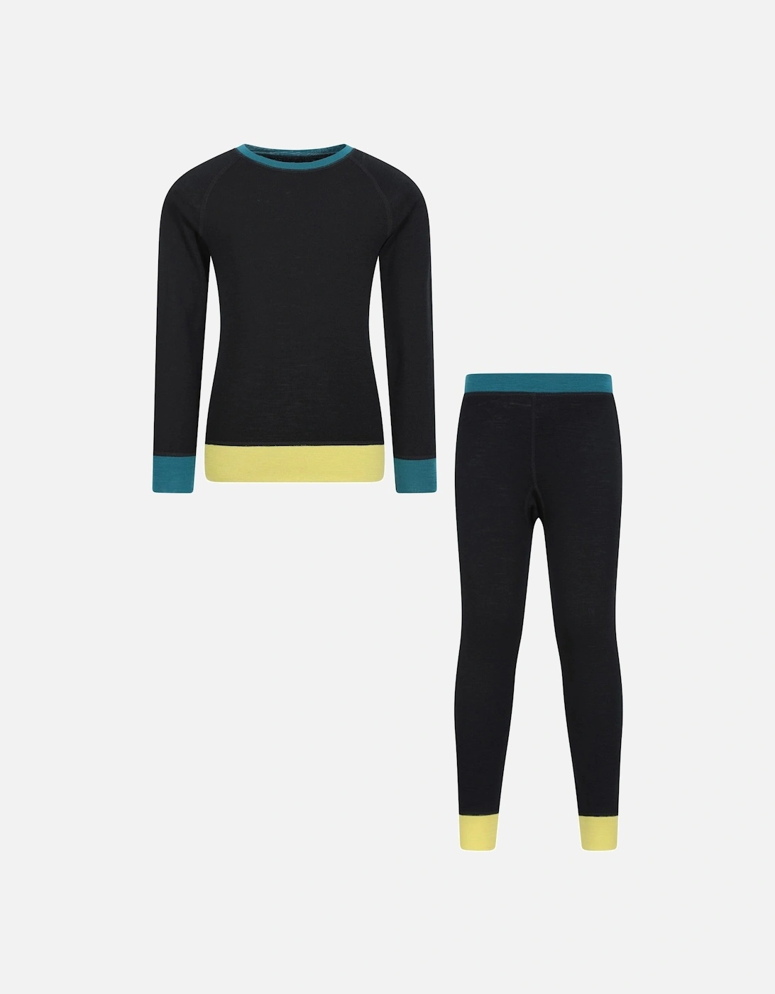 Childrens/Kids Colour Block Merino Wool Base Layer Set, 6 of 5