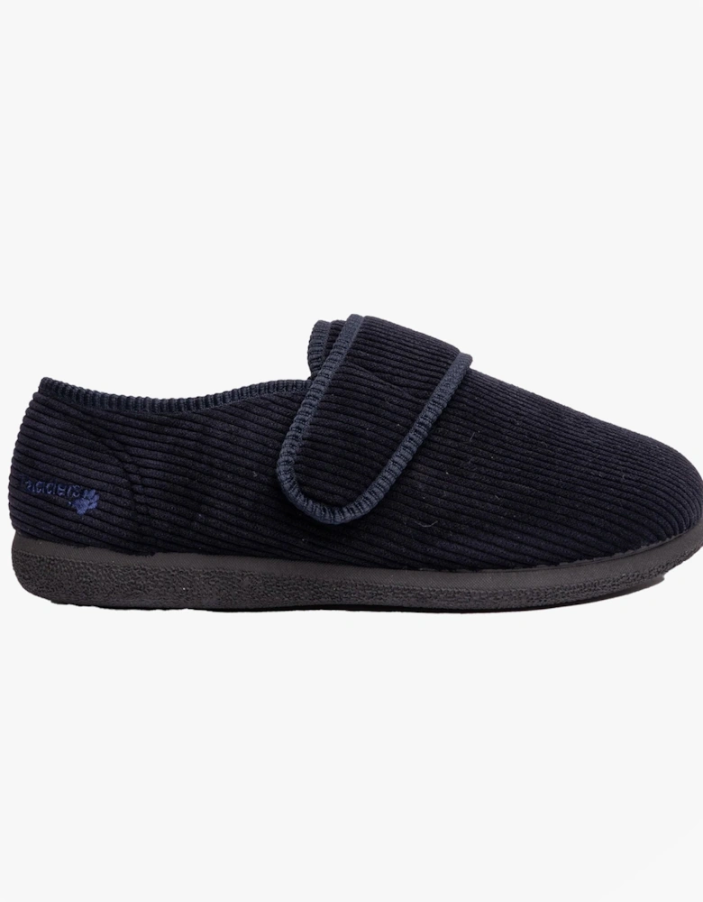 OLIVER Mens Super Wide Touch Fasten Full Slippers Navy
