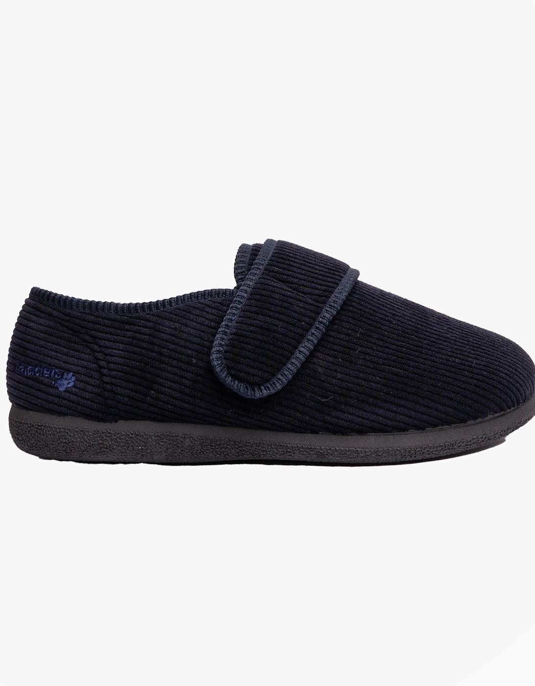 OLIVER Mens Super Wide Touch Fasten Full Slippers Navy, 7 of 6