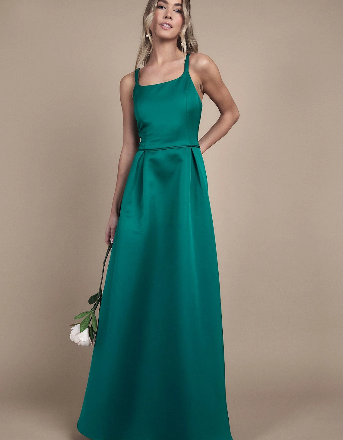 Teen Structured Satin Full Skirted Bridesmaid Dress, 2 of 1