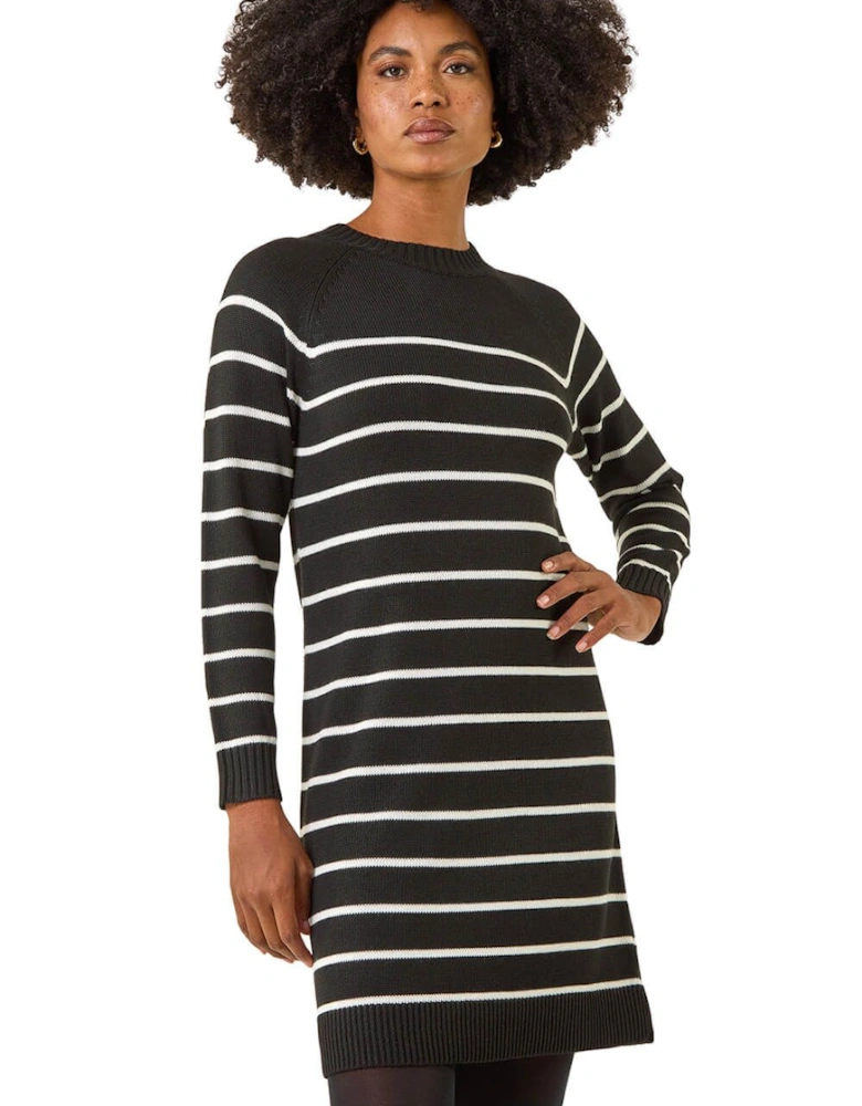 Stripe Print Knitted Jumper Dress
