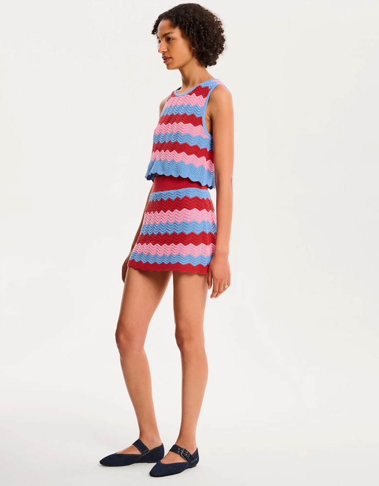 Wilma Top in Blue and Pink