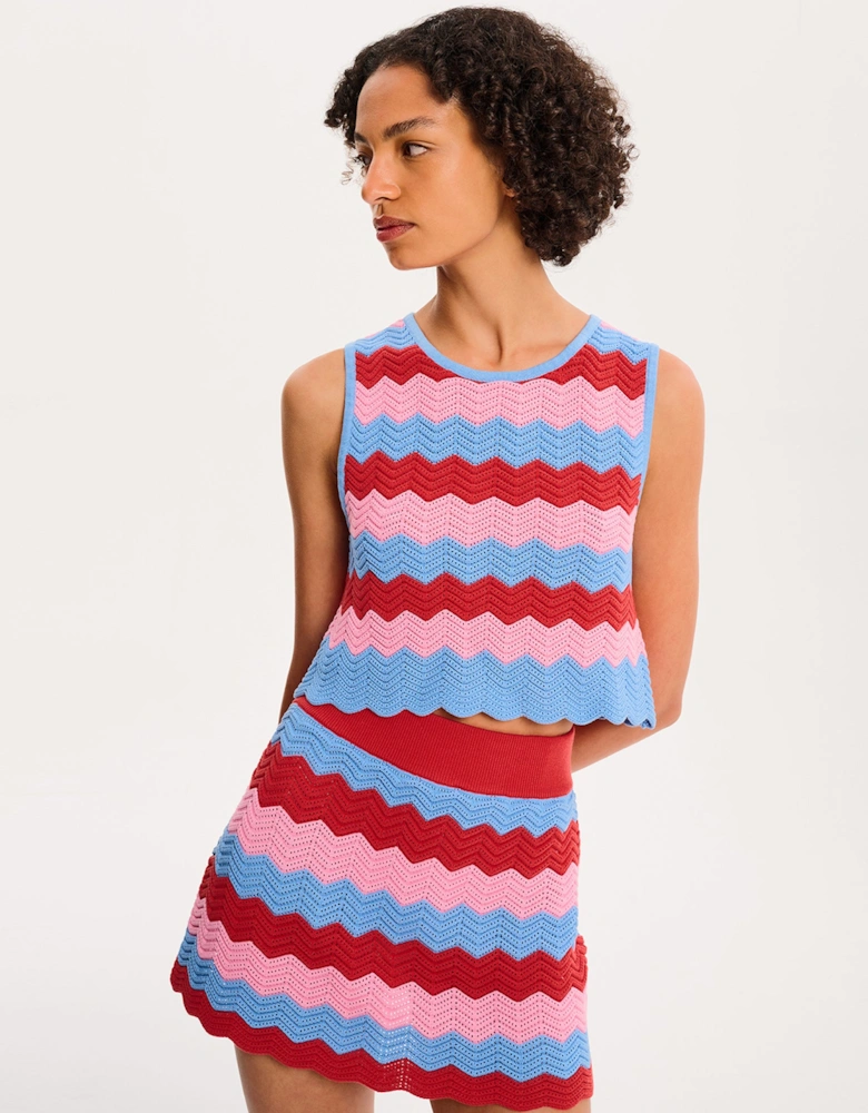 Wilma Top in Blue and Pink