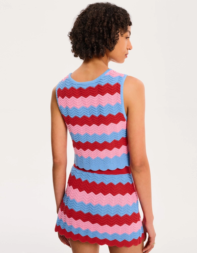 Wilma Top in Blue and Pink