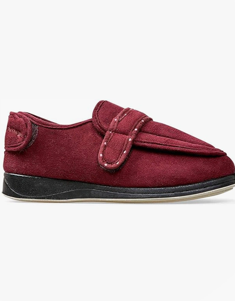 ENFOLD Womens (2E Fit) Touch Fasten Full Slippers Burgundy