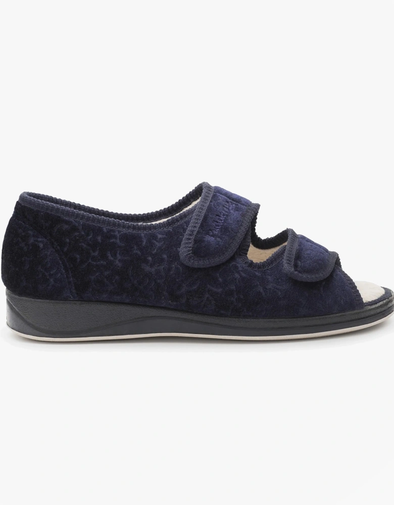LYDIA Womens (2E Fit) Touch Fasten Slippers Navy