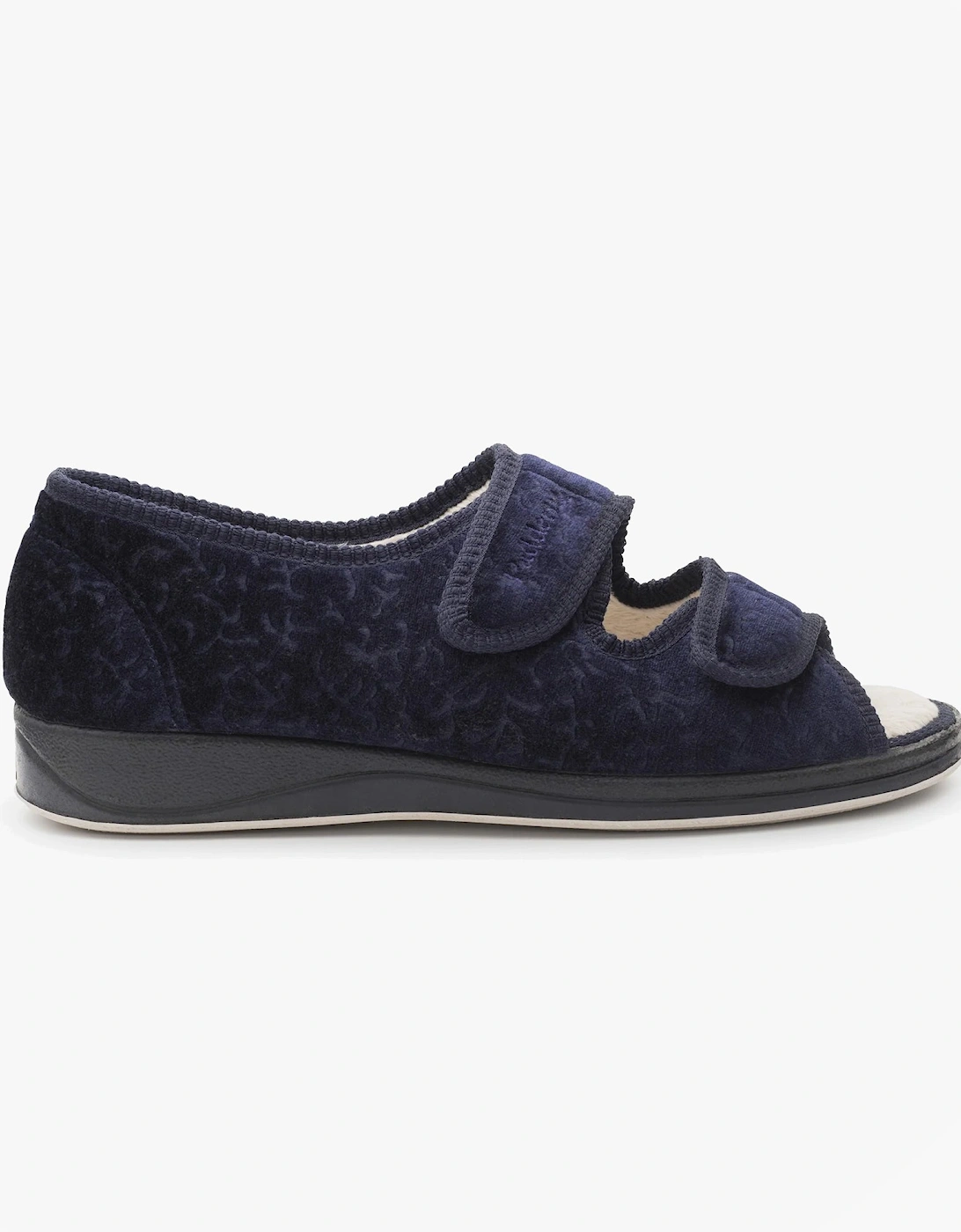 LYDIA Womens (2E Fit) Touch Fasten Slippers Navy, 3 of 2