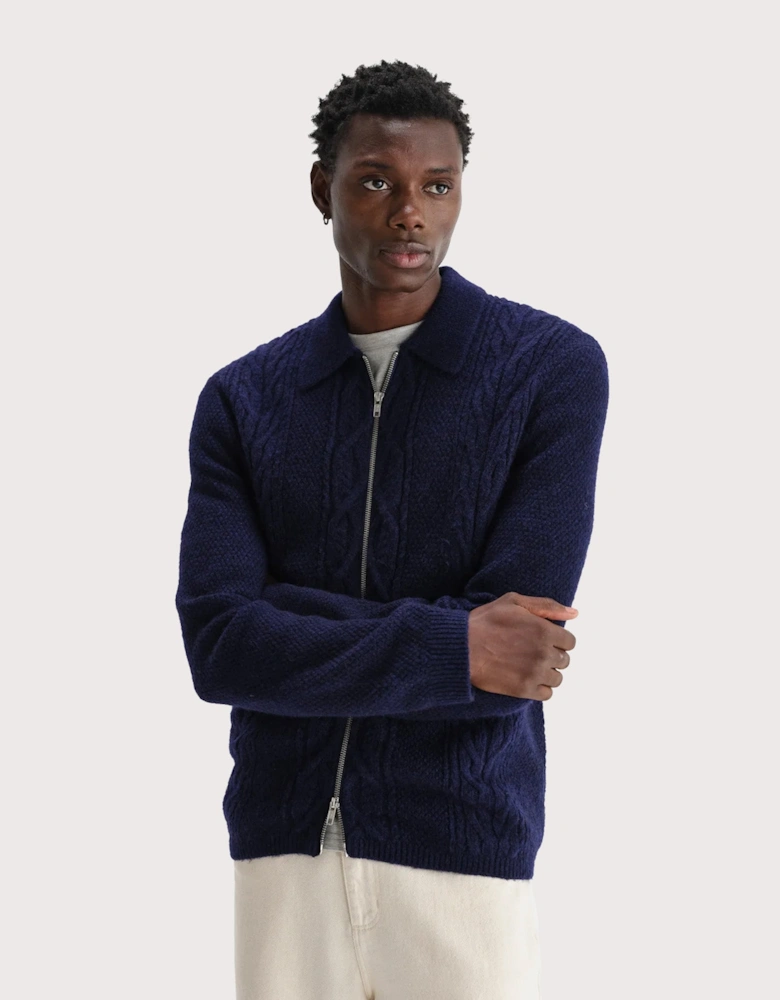 Relaxed Fit Friar Zip Knit Cardigan