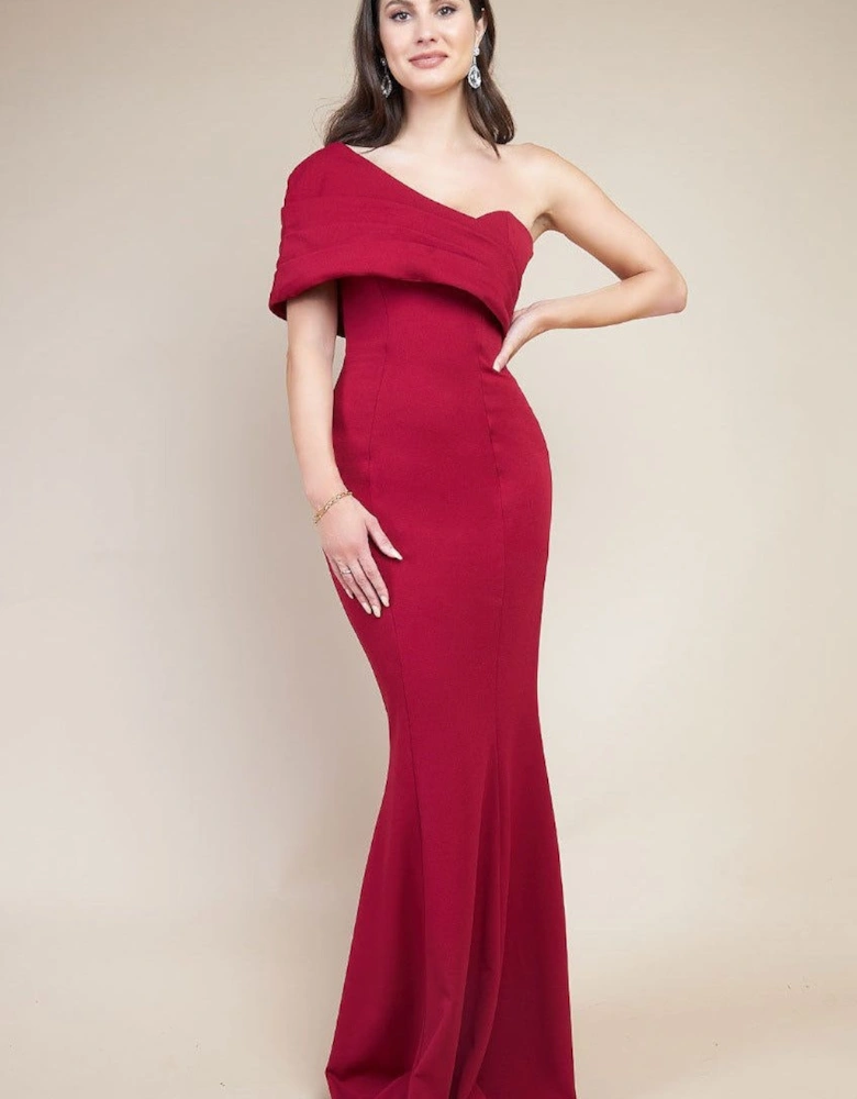 One Shoulder Fan Maxi Dress