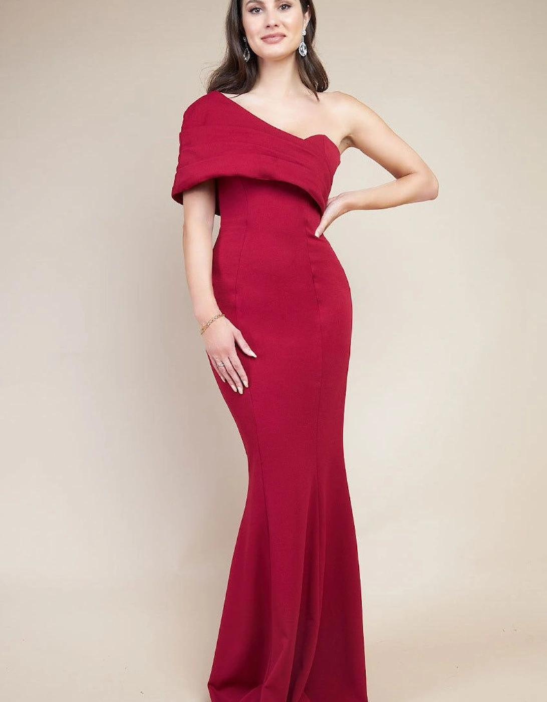 One Shoulder Fan Maxi Dress, 2 of 1