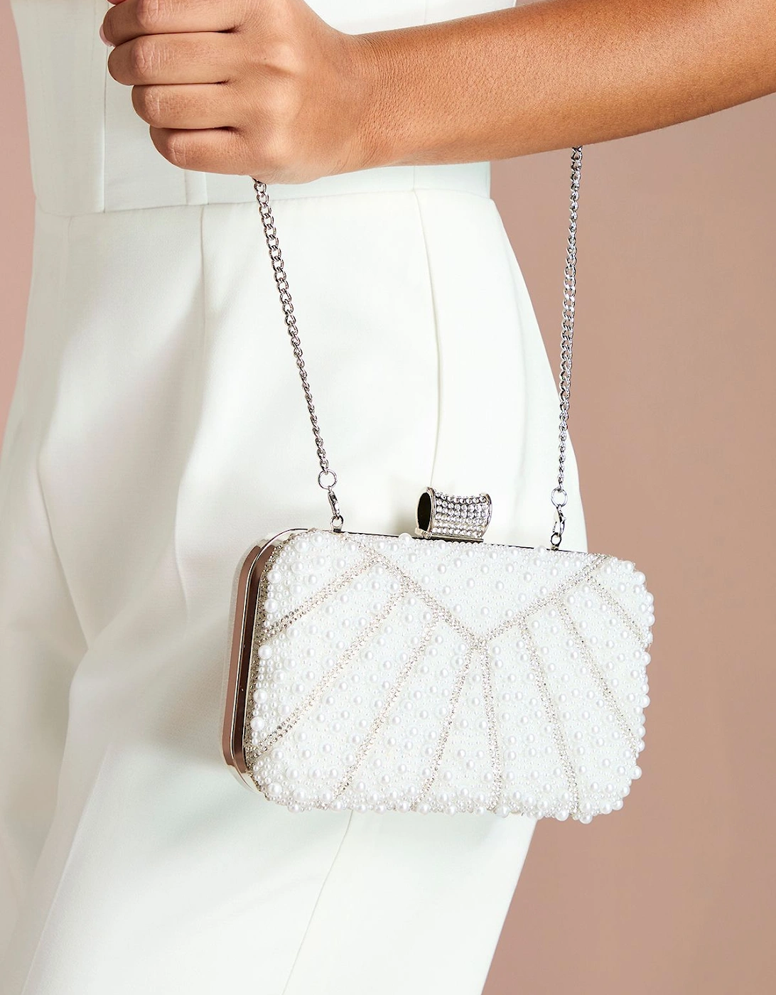 Bridal Pearl Detail Clutch Bag, 2 of 1
