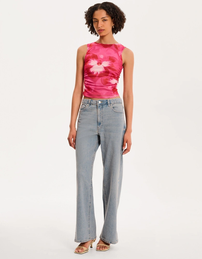 Delia Top in Brightest Floral Pink Print