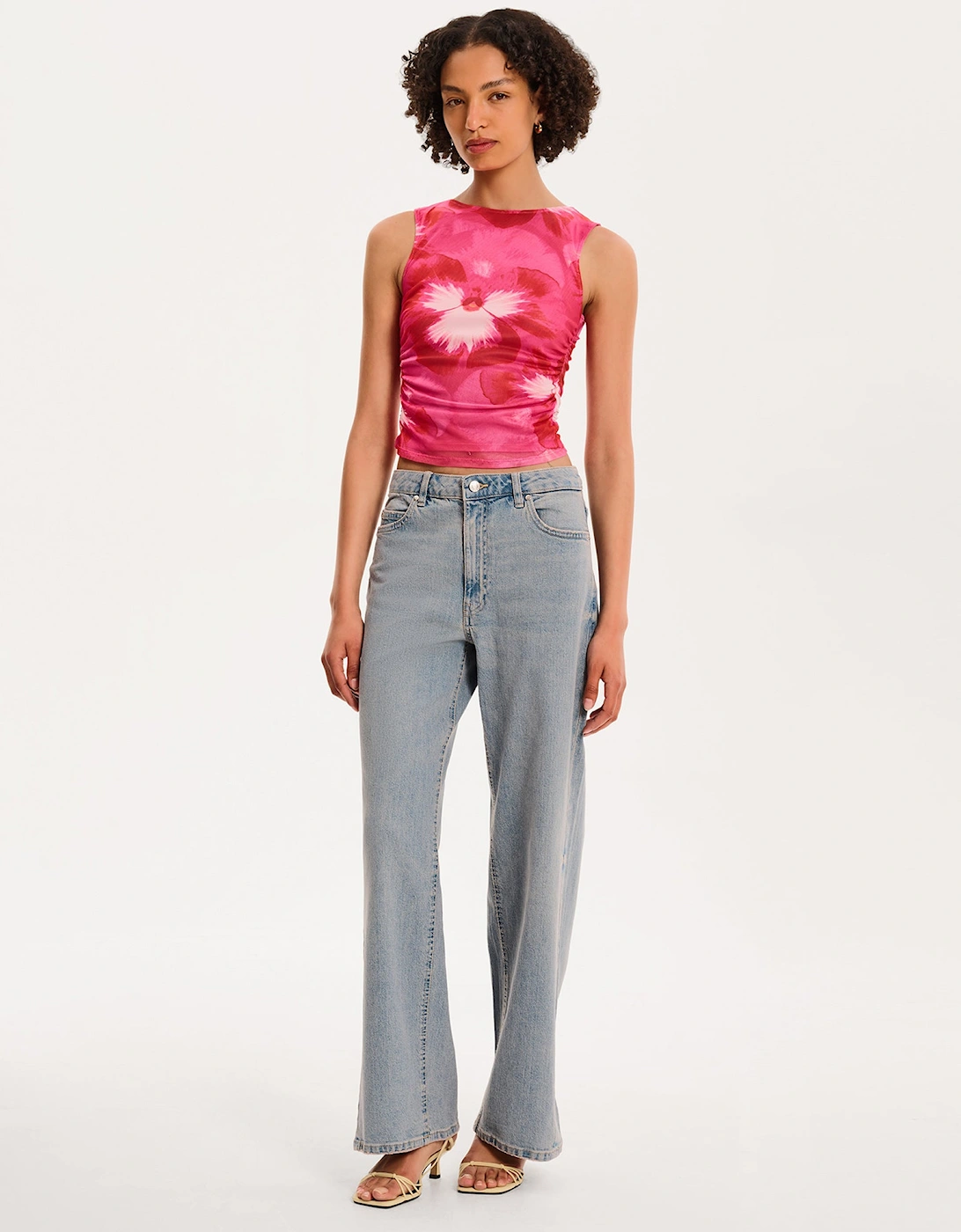 Delia Top in Brightest Floral Pink Print