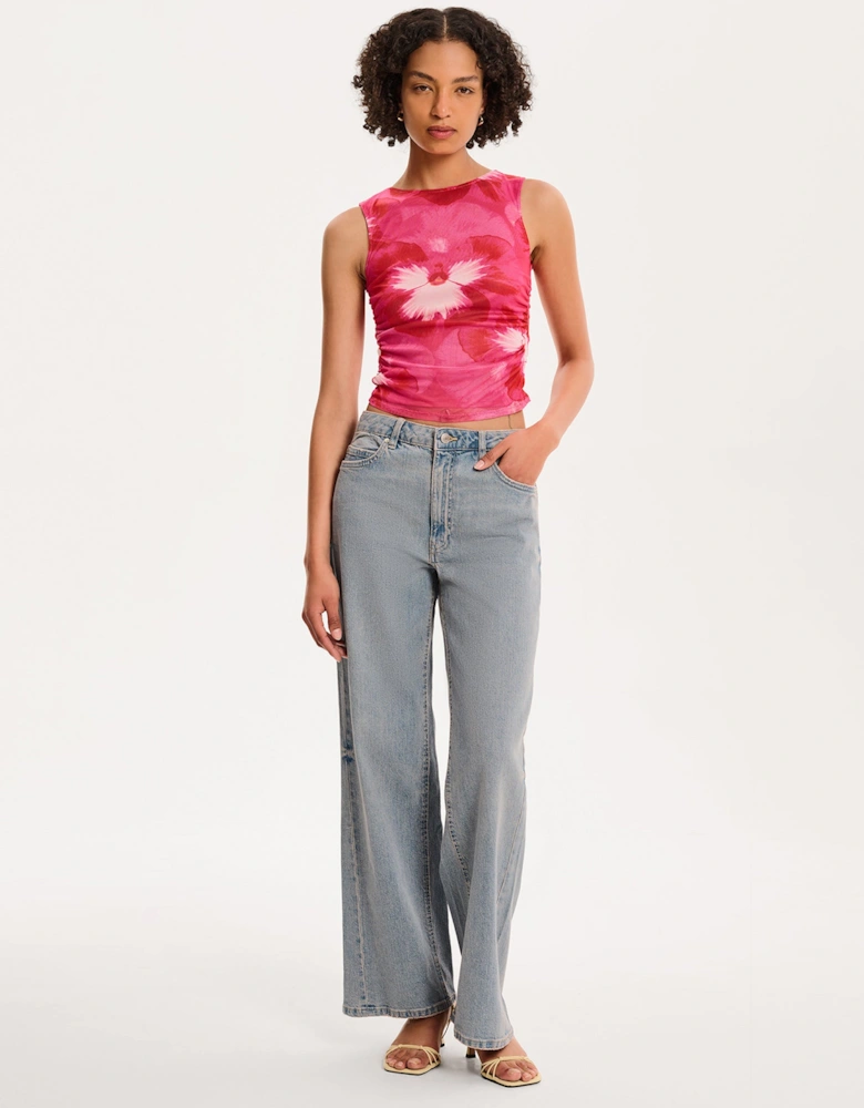 Delia Top in Brightest Floral Pink Print