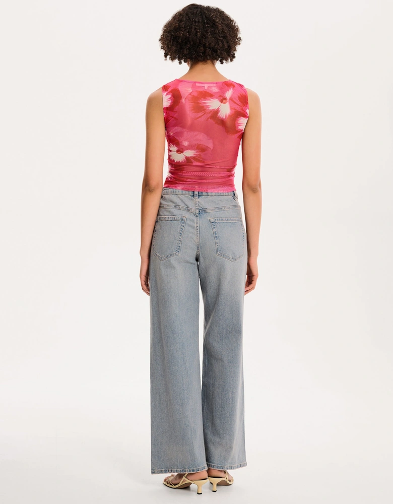 Delia Top in Brightest Floral Pink Print