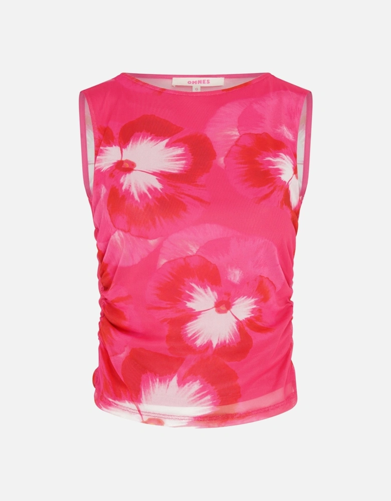 Delia Top in Brightest Floral Pink Print