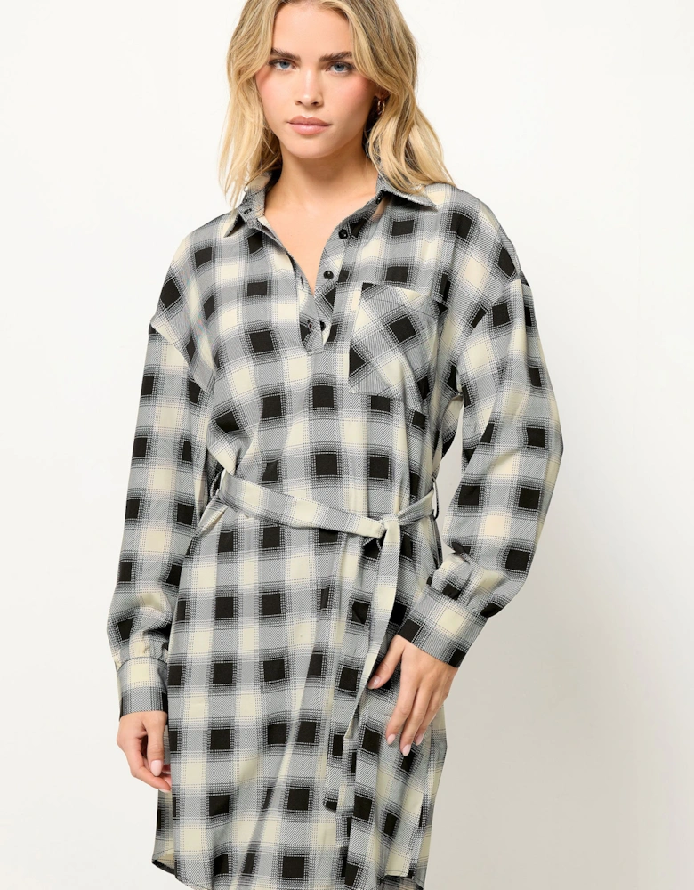 Petite Check Print Shirt Dress