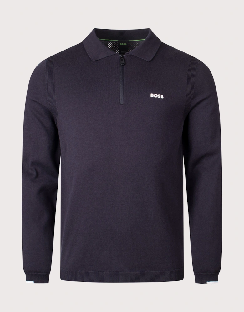 Ever-X Knitted Long Sleeve Polo Shirt