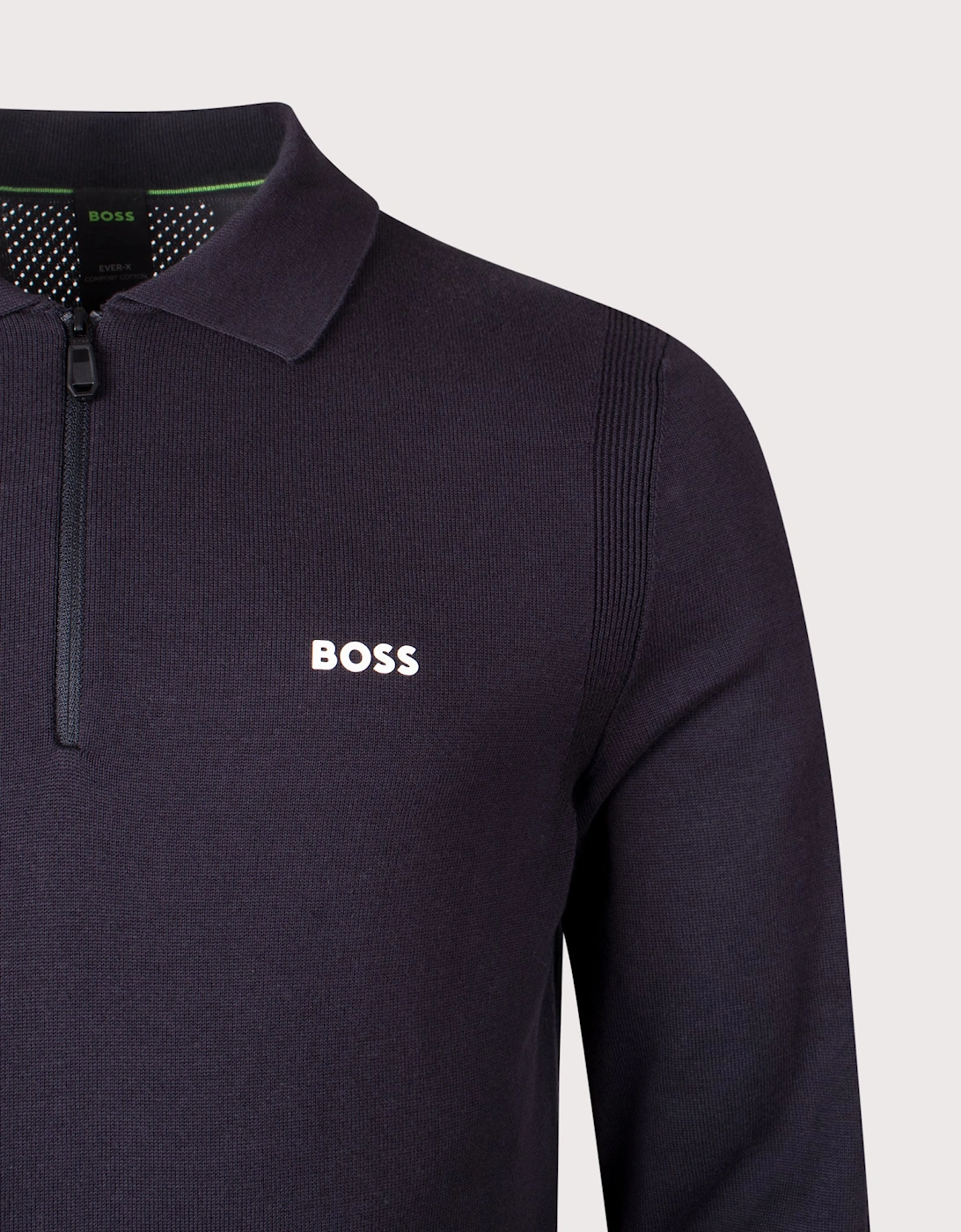 Ever-X Knitted Long Sleeve Polo Shirt