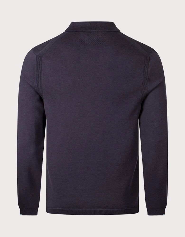 Ever-X Knitted Long Sleeve Polo Shirt