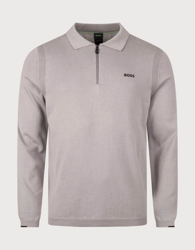Ever-X Knitted Long Sleeve Polo Shirt