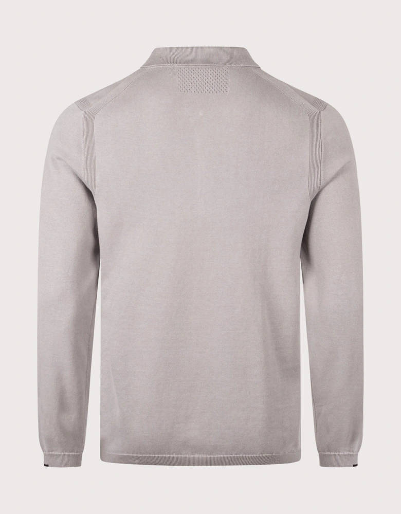 Ever-X Knitted Long Sleeve Polo Shirt