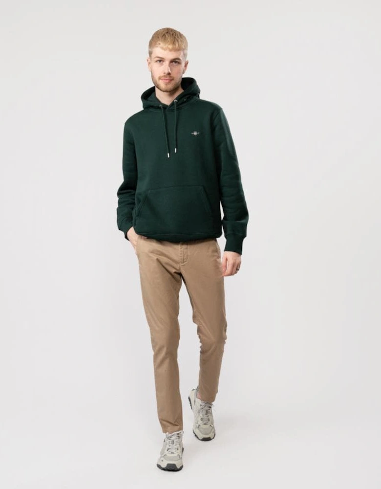 Mens Regular Fit Shield Logo Pullover Hoodie - 374 Tartan Green