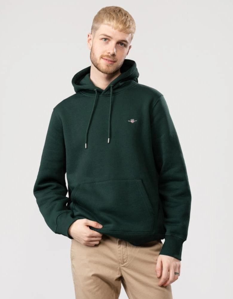 Mens Regular Fit Shield Logo Pullover Hoodie - 374 Tartan Green