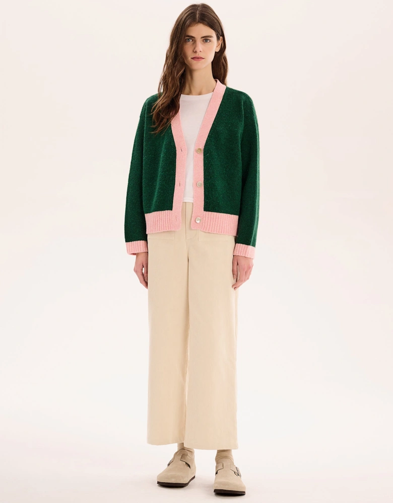 Henni Cardigan in Green and Pink