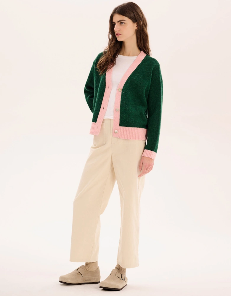 Henni Cardigan in Green and Pink