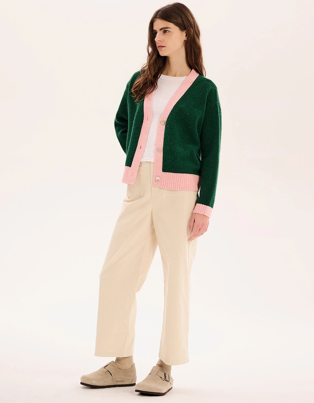 Henni Cardigan in Green and Pink